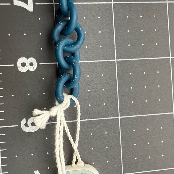 Ops! Objects Chain Bracelet Blue With Heart Houndstooth Pendant Toggle Closure I - Picture 6 of 7